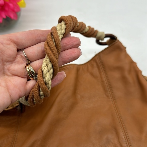 Banana Republic Carmel Color Boho Chic Tote Bag Braided Handle BRN5250C - Picture 2 of 13